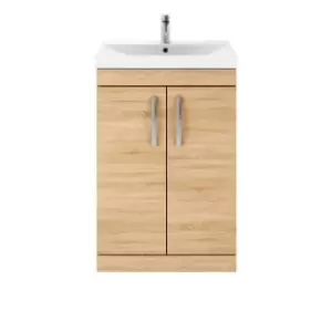 Image of Nuie Athena 600 Floor Standing 2-door Vanity & Thin-edge Basin - Natural Oak