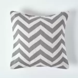 Image of Homescapes - Grey Geometric Cotton Knitted Cushion Cover, 45 x 45cm - Grey