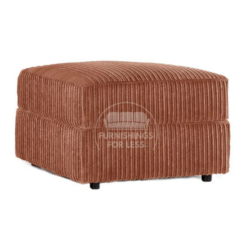 Image of Furnishings For Less UK Luxor Delta Ferguson Orange Fabric Soft Jumbo Cord Footstool