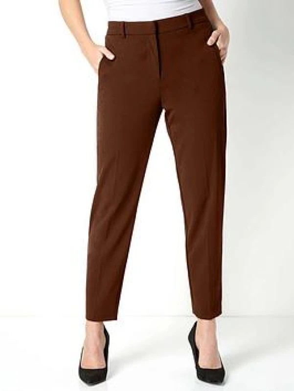 Image of Roman Womens Straight Leg Stretch Trouser in Brown Size: 20 Brown Female 20