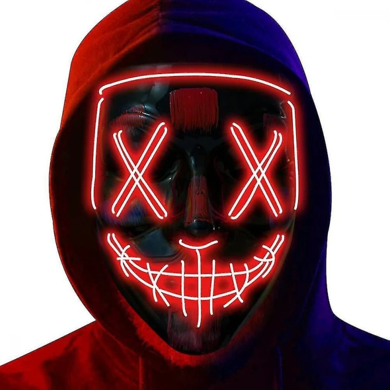 Image of Shatchi Halloween LED Stitched Purge Mask - RED Red unisex