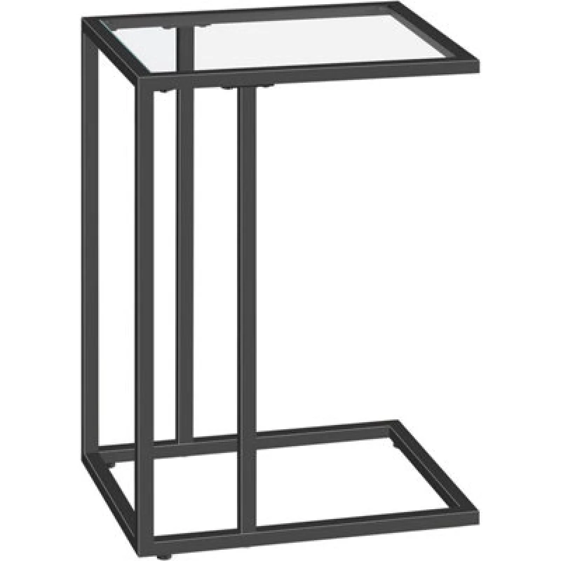 Image of Rafaelo Mobilia Tempered Glass C Shape Metal Side Table Black