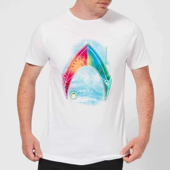 Image of Aquaman Mera Beach Symbol Mens T-Shirt - White - M