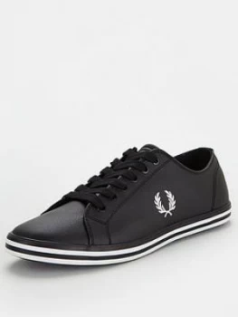 Image of Fred Perry Kingston Leather Trainers - Black, Size 12, Men