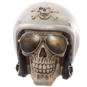 Image of Skull with Sun Glasses and Helmet Ornament
