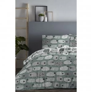 Image of Dotty Sheep Duck Egg Reversible Duvet Set