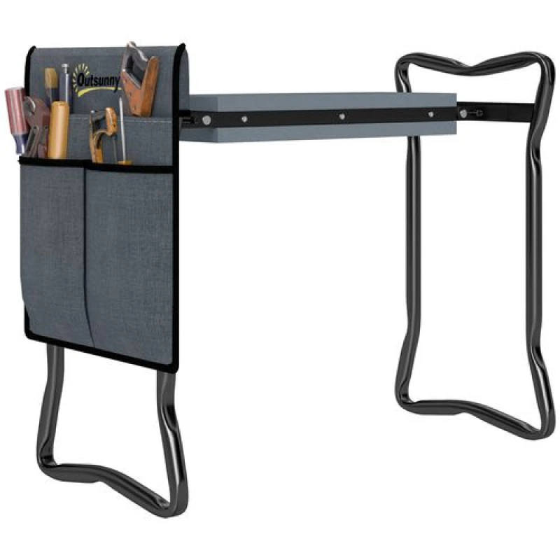 Image of Outsunny Outsunny Garden Kneeler Foldable Seat Bench EVA Foam Pad with Tool Bag Pouch