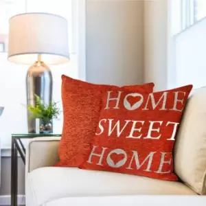 Image of Emma Barclay Home Sweet Home Woven Chenille Jacquard Cushion Cover, Terracotta, 43 x 43 Cm
