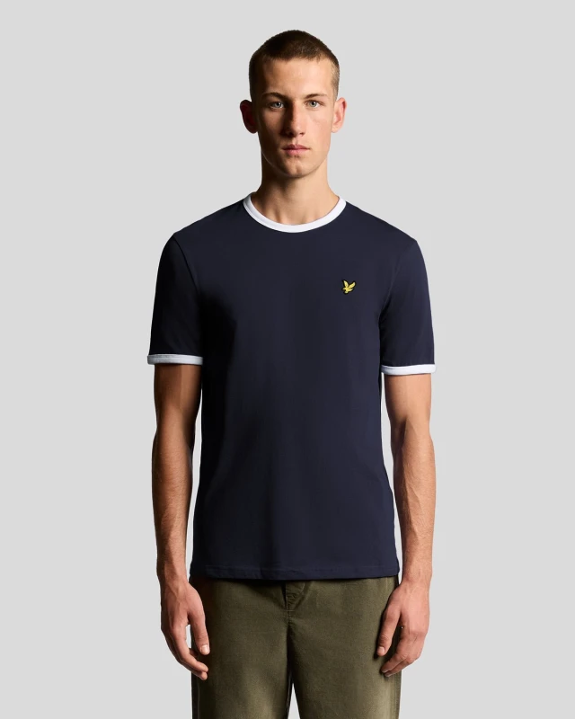 Image of Lyle & Scott Ringer T-Shirt Dark Navy/White XXL