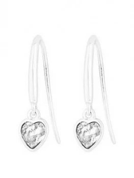 Image of Simply Silver Sterling Silver Clear Heart Drop Earrings Made With Swarovski Crystals