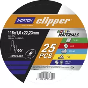 Image of Norton Expert Multi Purpose Cutting Discs 115 x 1 x 22mm (25 Pack)