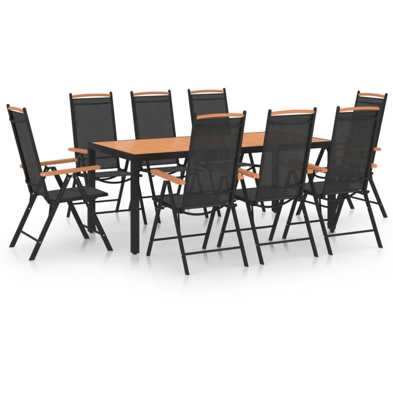 Image of VIDAXL 9 Piece Garden Dining Set Aluminium Black Vidaxl 8720286406854