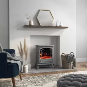 Image of Grey Freestanding Electric Stove Fireplace-AmberGlo