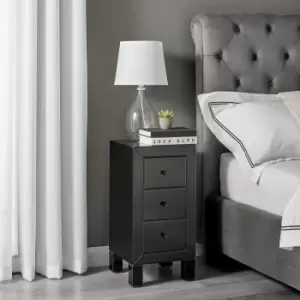 Image of Lexi Small Slimline 3 Drawer Wooden Bedside Table With A Modern Mirrored Finish