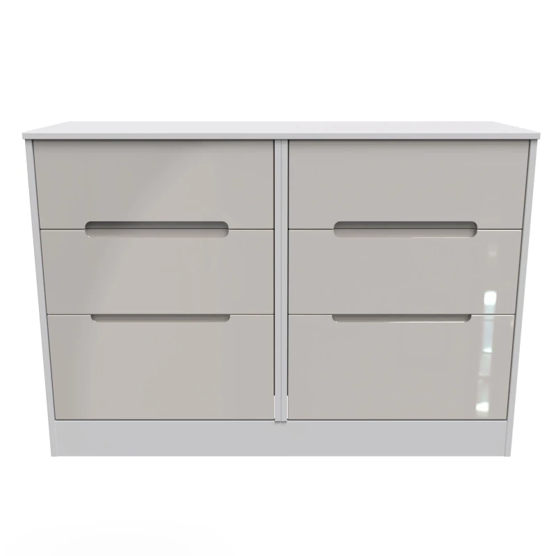 Image of Turin 6 Drawer Wide Chest In Kashmir Gloss & White (Ready Assembled)