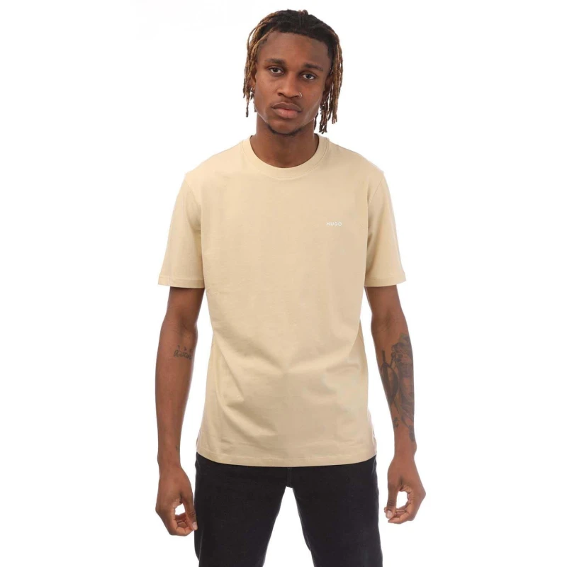 Image of Hugo Dero222 Logo Print T-Shirt Beige male S