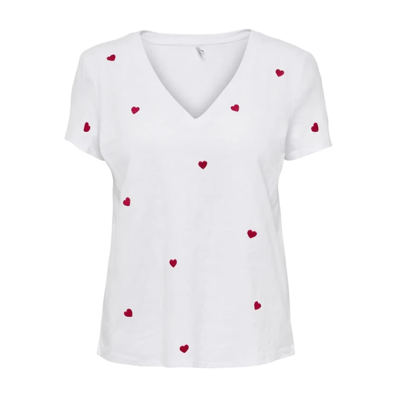 Image of Only Womens v-neck T-Shirt Only Ketty Life Blanc Female S 15288478-4489469