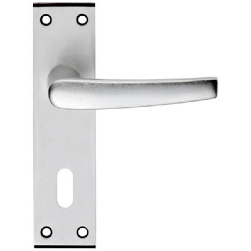 Image of Loops PAIR Straight Lever on Lock Backplate Door Handle 152 x 38mm Satin Aluminium Multi