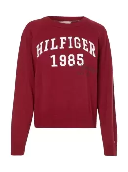 Image of Tommy Hilfiger 1985 Varsity Logo Jumper In Red - Size S