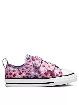 Image of Converse Chuck Taylor All Star Ox Infant Girls 2V Paper Floral Print Trainers -Purple/Multi, Purple/Multi, Size 6