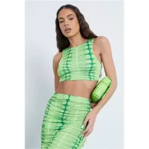 Image of I Saw It First Green Illusion Print Slinky Racer Top Co-Ord - Green