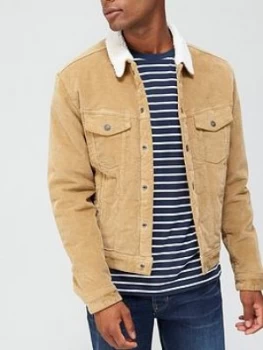 Image of Jack & Jones Alvin Corduroy Borg Collar Jacket - Kelp