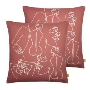 Image of Furn. Body Art Twin Pack Polyester Filled Cushions Clay Red