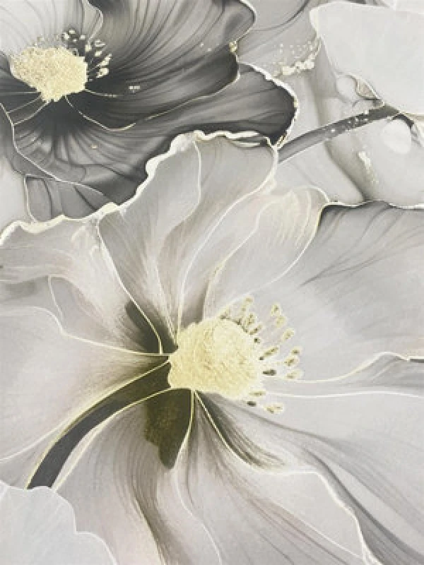 Image of Muriva Bliss Floral Wallpaper - For Living Room, Bedroom, Fireplace - Matt Finish, Floral Pattern, Grey