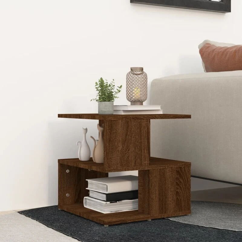 Image of vidaXL Side Table Brown Oak 40x40x40cm Engineered Wood, Brown 815812