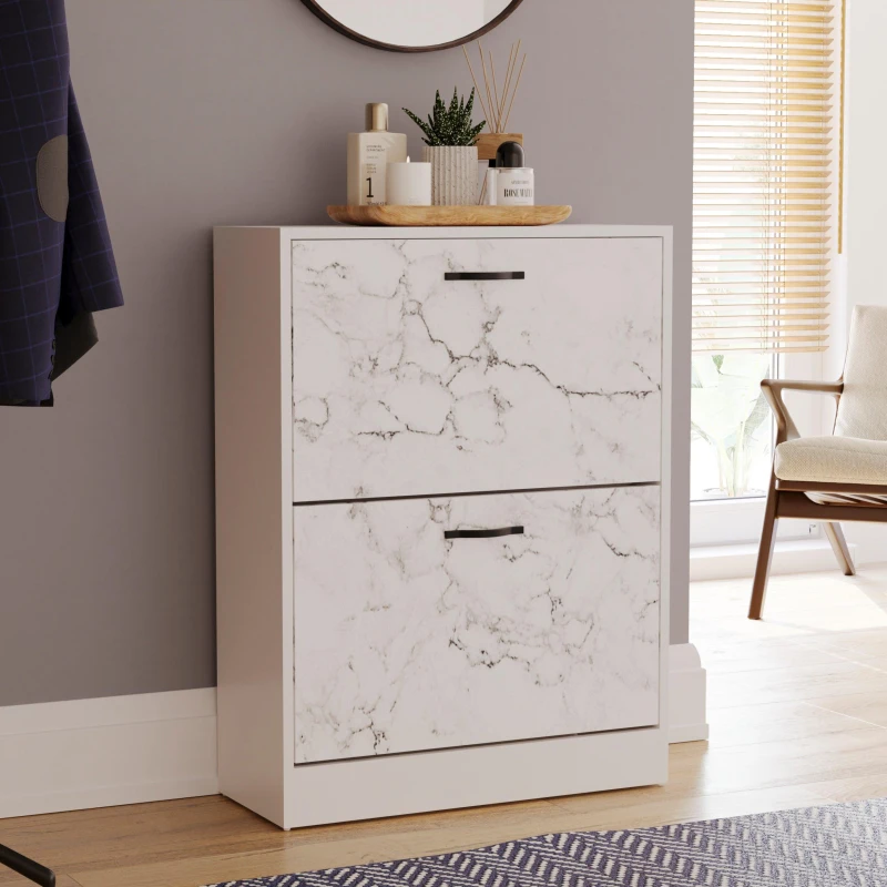 Image of Lassic Vida Designs 2 Drawer Shoe Cabinet White Marble unisex 2 Drawer