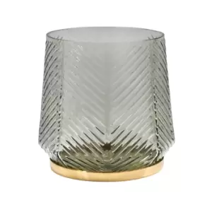 Image of Ivyline Elm Embossed Candle Holder Clear Grey