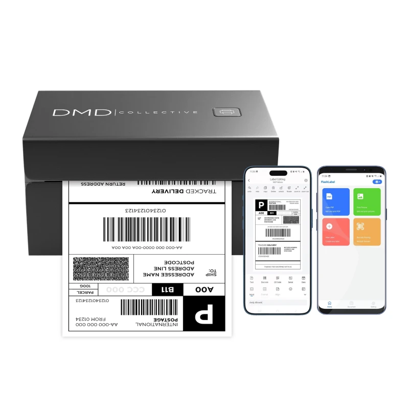 Image of DMD Collective 4x6 Thermal Label Printer, Shipping Label Printer, Bluetooth For All Couriers and Businesses Black