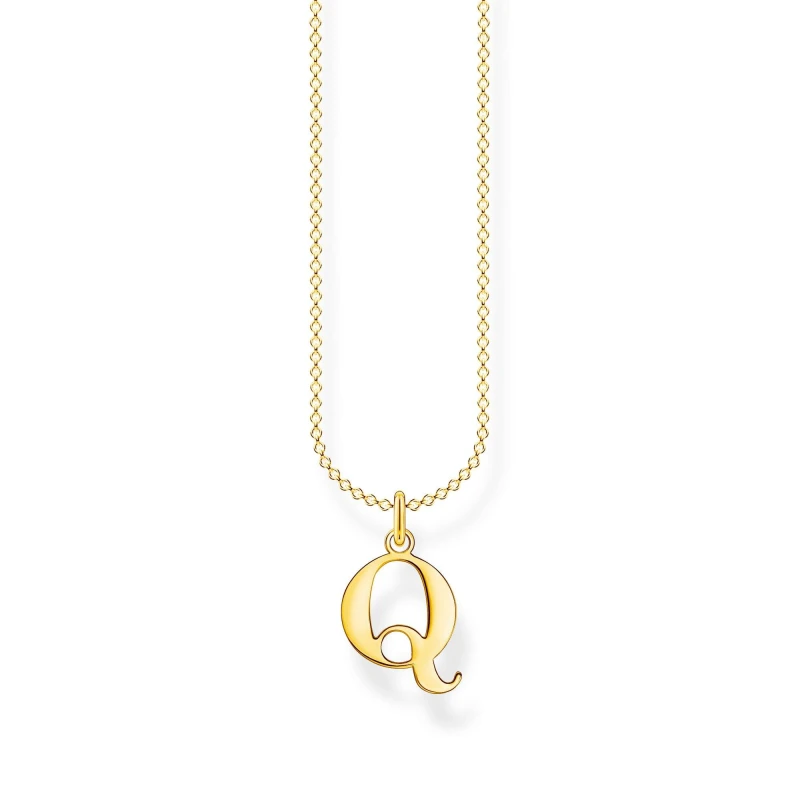 Image of Gold Plated Letter Q Necklace KE2026-413-39-L45V