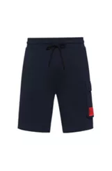 Image of Hugo Boss Diz 212 Red Patch Logo Jersey Shorts Navy Size L Men