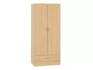 Image of Seconique Nevada Sonoma Oak 2 Door 1 Drawer Double Wardrobe