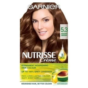 Image of Garnier Nutrisse 5.3 Golden Brown Permanent Hair Dye Brunette
