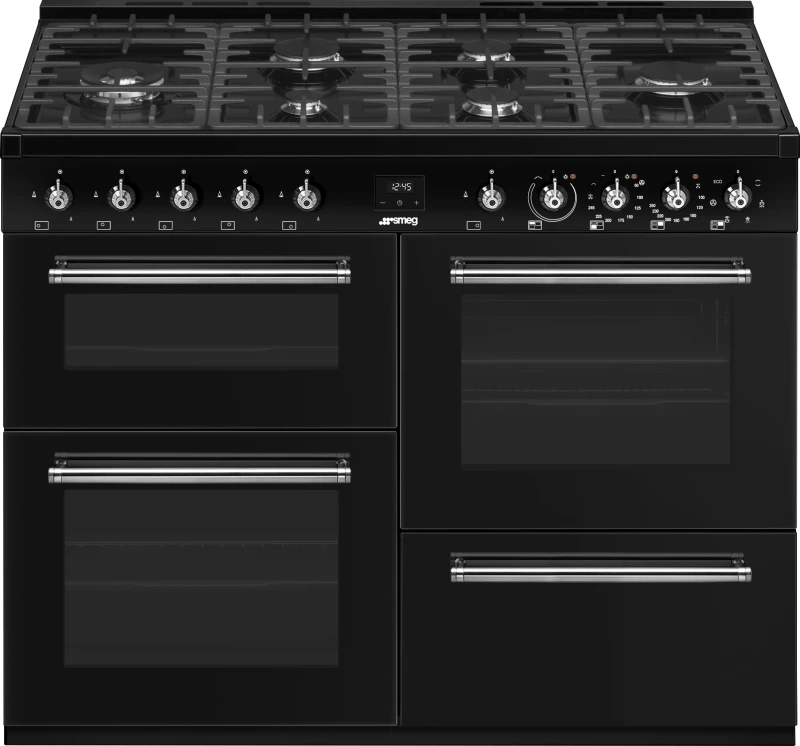 Image of Smeg Concert 110cm Dual Fuel Range Cooker - Black CX113GMBL Black