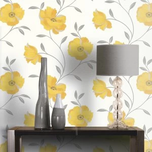 Image of Arthouse Sophia Motif Yellow Wallpaper