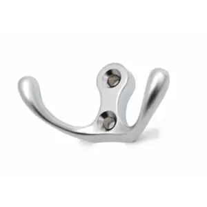 Image of Small Double Coat Hanger Hook Door Wall Bath CK24 Model - Colour Aluminium - Pack of 5