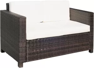 Image of Outsunny Rattan Sofa, 2-Seater-Brown