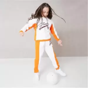 Image of I Saw It First Girls Track Embroidered Heavyweight Fleeceback Hoodie - Orange