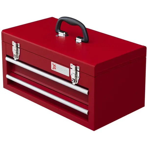Image of Maplin Maplin Plus 460mm x 240mm x 220mm Portable 2 Drawer Lockable Metal Tool Box (Red) MP415