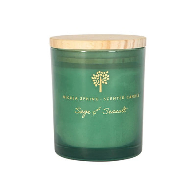 Image of Nicola Spring Soy Wax Scented Candle - 130g - Sage & Seasalt Green