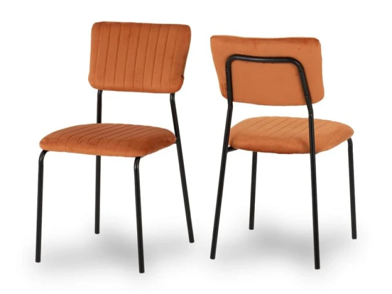 Image of Seconique Sheldon Set of 4 Burnt Orange Velvet Dining Chairs