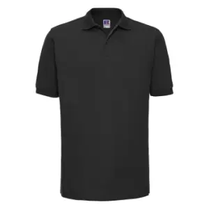Image of Russell Mens Ripple Collar & Cuff Short Sleeve Polo Shirt (3XL) (Black)