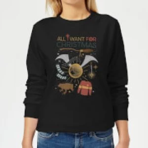 Image of Harry Potter All I Want Womens Christmas Sweatshirt - Black