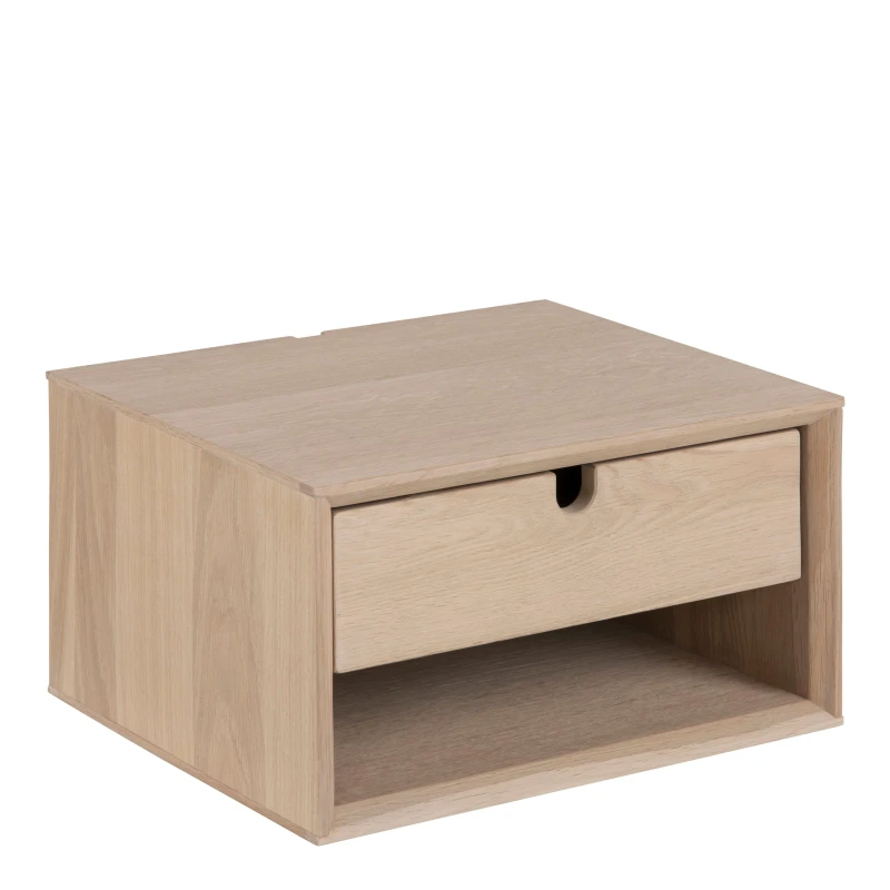 Image of Furniture To Go Century 1 Drawer Wall Mounted Bedside Table in White Oak in Light Oak Size: A Light Oak Unisex A