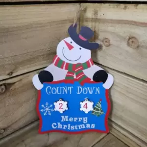 Image of Christmas Countdown Hanging Wooden Advent Calendar - Snowman