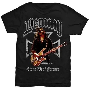 Image of Lemmy - Iron Cross Stone Deaf Forever Unisex Medium T-Shirt - Black