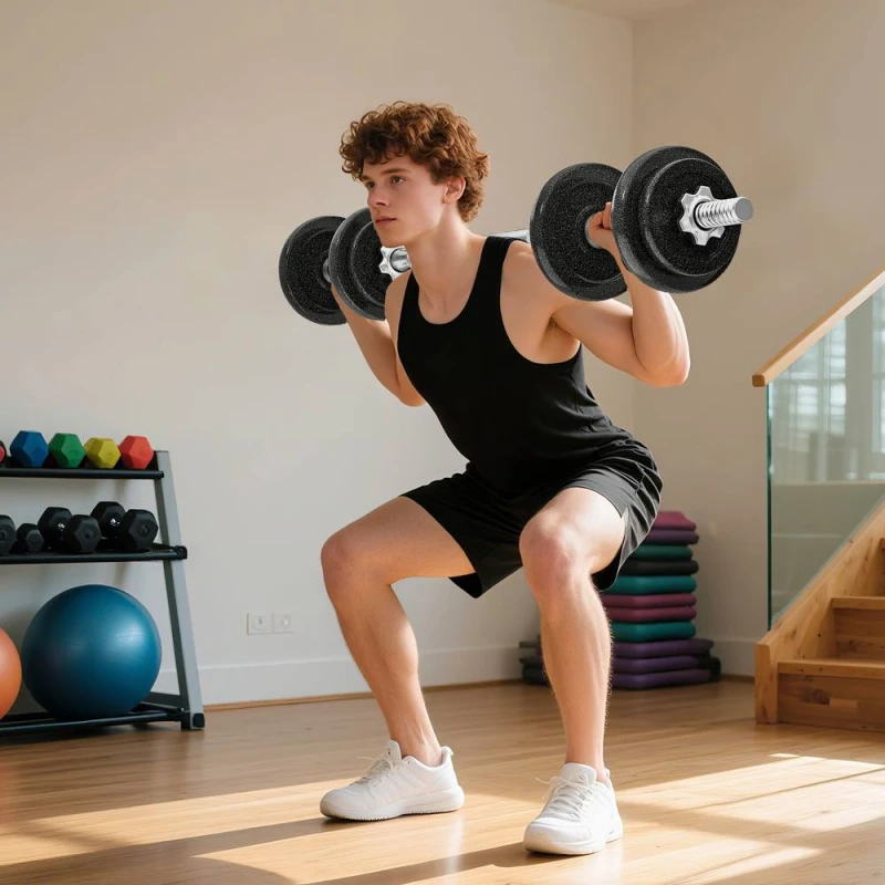 Image of SPORTNOW 2-in-1 Adjustable Dumbbells Set, 20kg Weights Dumbbells Set in Grey Grey Unisex 20kg